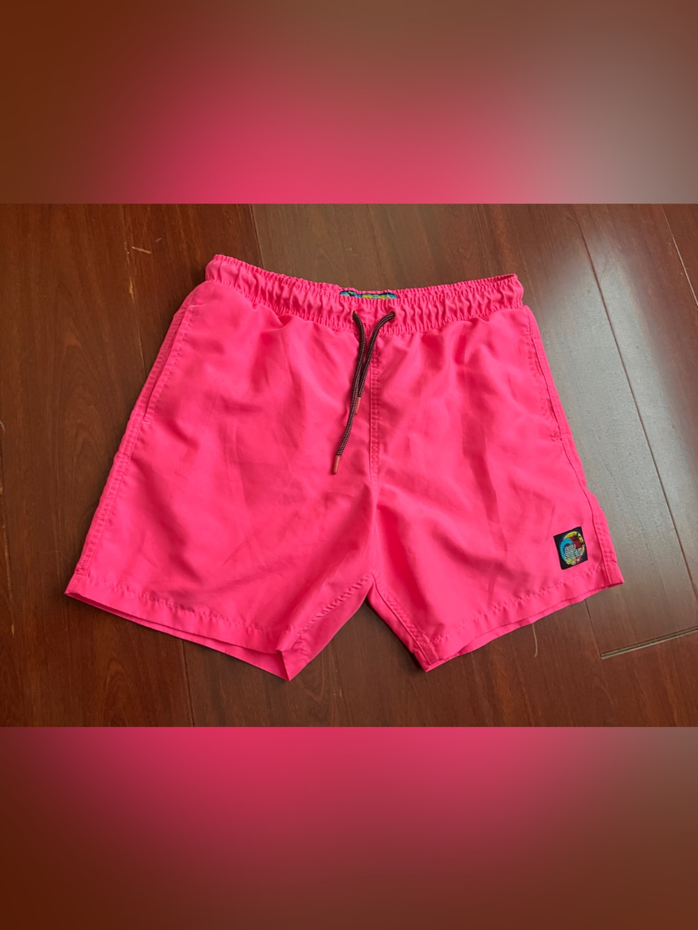 Society Hot Pink Athletic Drawstring Swim Shorts